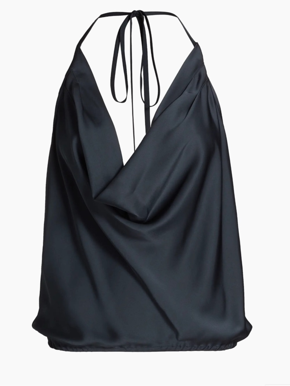 Ramy Brook Black Satin Halter Top